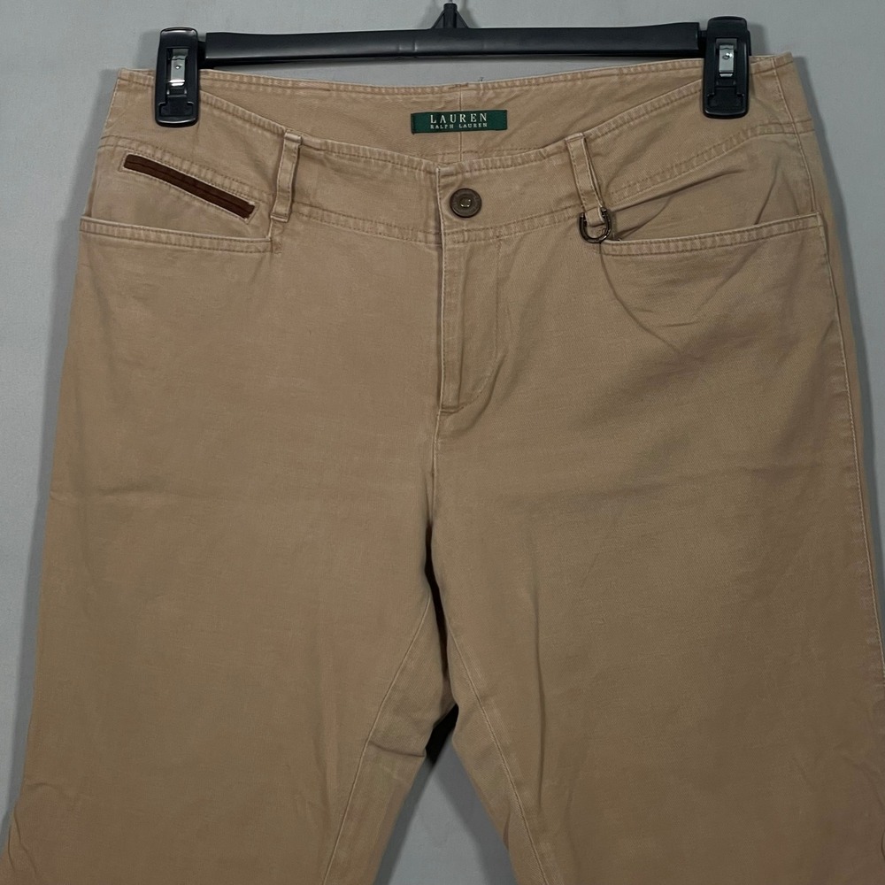 Lauren Ralph Lauren Womens Tan Khaki Straight Leg Pants D-Ring Size 34x28